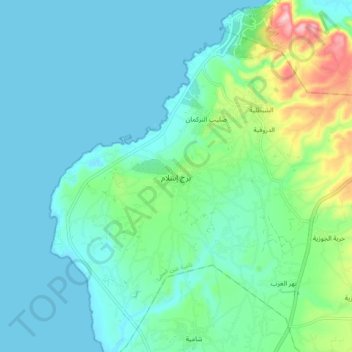 Mapa topográfico Burj Islam, altitud, relieve