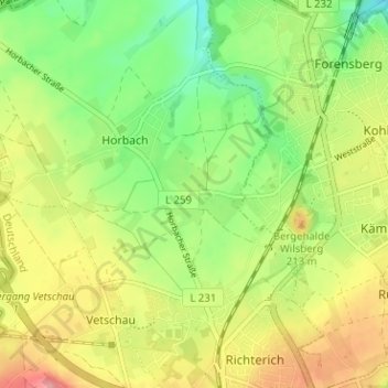 Mapa topográfico Forsterheide, altitud, relieve