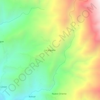 Mapa topográfico La Higuera, altitud, relieve