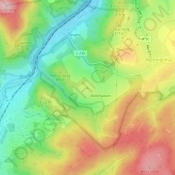 Mapa topográfico Werdenberg, altitud, relieve