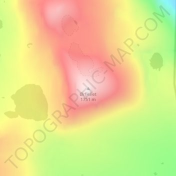 Mapa topográfico Ørfjellet, altitud, relieve