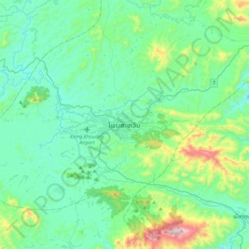 Mapa topográfico Phonsavan, altitud, relieve
