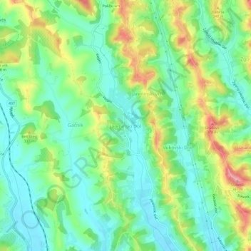 Mapa topográfico Jareninski Dol, altitud, relieve