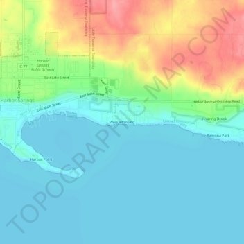 Mapa topográfico Wequetonsing, altitud, relieve