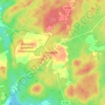 Mapa topográfico Mästocka, altitud, relieve