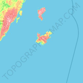 Mapa topográfico Bell Island, altitud, relieve