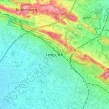 Mapa topográfico Lengerich, altitud, relieve