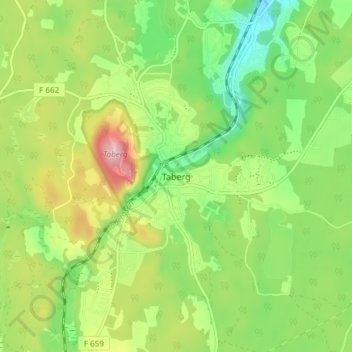 Mapa topográfico Taberg, altitud, relieve