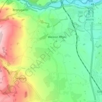 Mapa topográfico Wern, altitud, relieve