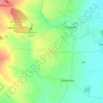 Mapa topográfico Woodbeck, altitud, relieve