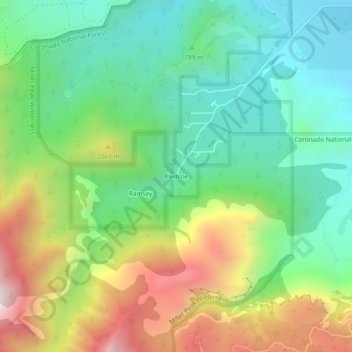 Mapa topográfico Bledsoe, altitud, relieve