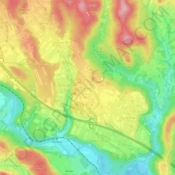 Mapa topográfico Črnivec, altitud, relieve