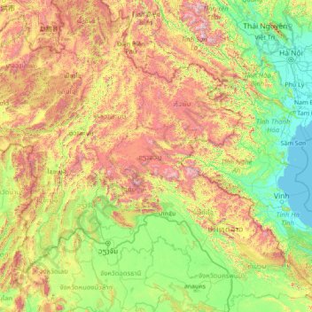 Mapa topográfico Xiangkhouang, altitud, relieve
