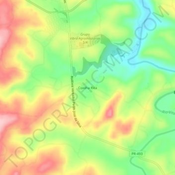 Mapa topográfico Coxilha Rica, altitud, relieve
