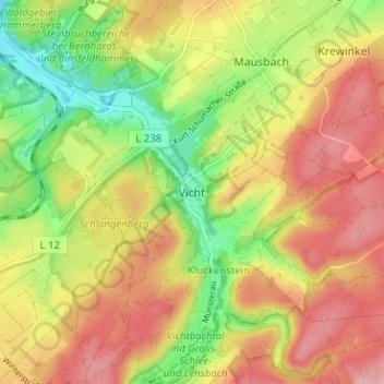 Mapa topográfico Vicht, altitud, relieve