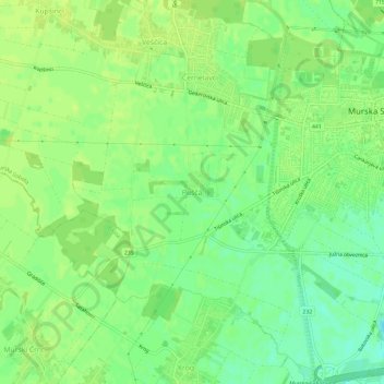 Mapa topográfico Pušča, altitud, relieve