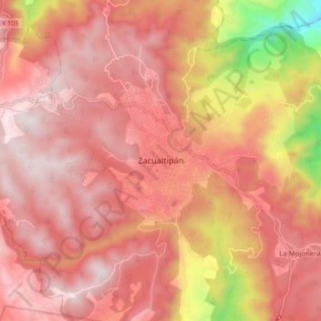Mapa topográfico Zacualtipán, altitud, relieve