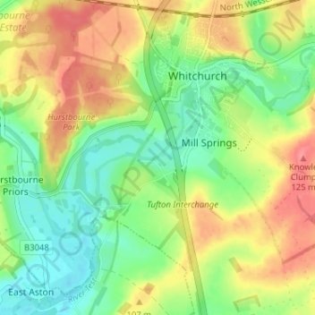 Mapa topográfico Tufton, altitud, relieve