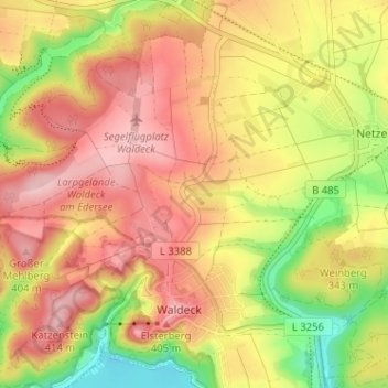 Mapa topográfico Dringe, altitud, relieve