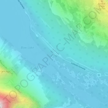 Mapa topográfico Crowfoot Glacier Viewpoint, altitud, relieve