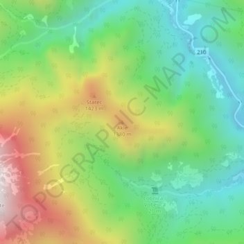 Mapa topográfico Akle, altitud, relieve