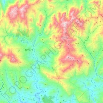 Mapa topográfico El Alto, altitud, relieve