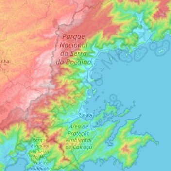 Mapa topográfico Paraty, altitud, relieve