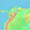 Mapa topográfico Colombia, altitud, relieve