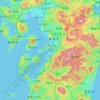 Mapa topográfico Prefectura de Kumamoto, altitud, relieve