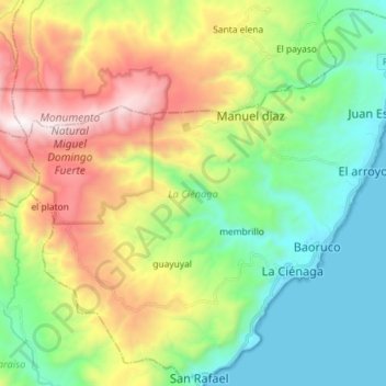 Mapa topográfico La Ciénaga, altitud, relieve