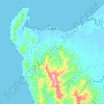 Mapa topográfico Garachiné, altitud, relieve