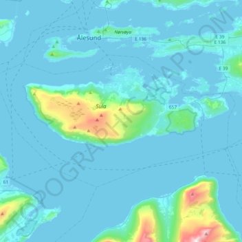 Mapa topográfico Møre og Romsdal, altitud, relieve