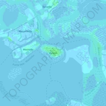 Mapa topográfico Burano, altitud, relieve