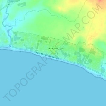 Mapa topográfico Bella Vista, altitud, relieve