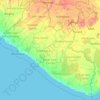 Mapa topográfico Liberia, altitud, relieve
