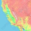 Mapa topográfico California, altitud, relieve
