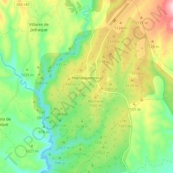 Mapa topográfico Hiendelaencina, altitud, relieve