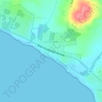 Mapa topográfico Las FLores, altitud, relieve