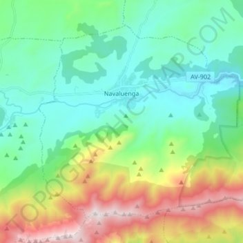 Mapa topográfico Navaluenga, altitud, relieve