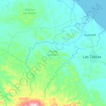 Mapa topográfico Distrito Guararé, altitud, relieve