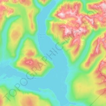 Mapa topográfico Murtle Lake, altitud, relieve