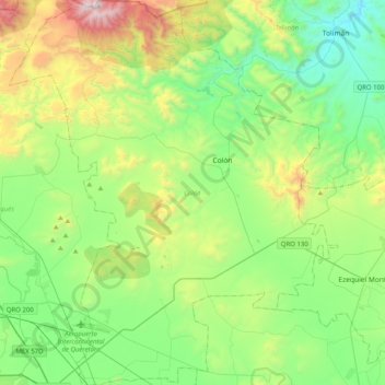 Mapa topográfico Colón, altitud, relieve