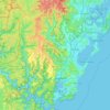 Mapa topográfico Central Coast, altitud, relieve