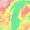 Mapa topográfico Lago Michigan, altitud, relieve