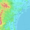 Mapa topográfico Sendai, altitud, relieve