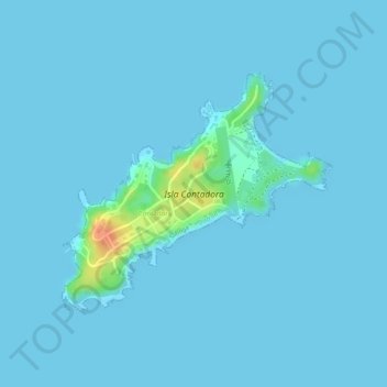 Mapa topográfico Isla Contadora, altitud, relieve