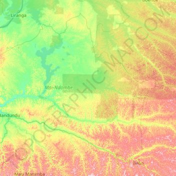 Mapa topográfico Mai-Ndombe, altitud, relieve