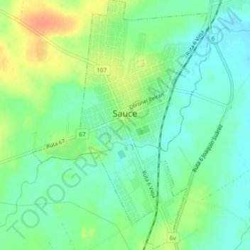 Mapa topográfico Sauce, altitud, relieve