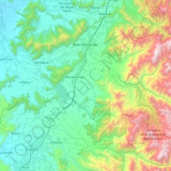 Mapa topográfico San Fernando, altitud, relieve