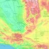 Mapa topográfico Kern County, altitud, relieve